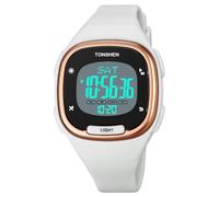 TONSHEN Donna e Bambini Sportvio Digitale Unisex Orologi da Polso 50M Impermeabile Outdoor Militare Tattico LED Elettronico 12H/24H Doppio Tempo Plastica Orologio (Bianco)