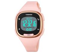 TONSHEN Donna e Bambini Sportvio Digitale Unisex Orologi da Polso 50M Impermeabile Outdoor Militare Tattico LED Elettronico 12H/24H Doppio Tempo Plastica Orologio (Rosa)