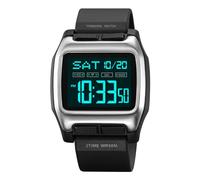 TONSHEN Impermeabile Orologio Uomo e Donna Digitale Sportivo LED Elettronico Doppio Tempo Outdoor Militare Orologi da Polso 12H/24H Allarme Cronometro (Argento)