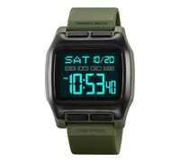 TONSHEN Impermeabile Orologio Uomo e Donna Digitale Sportivo LED Elettronico Doppio Tempo Outdoor Militare Orologi da Polso 12H/24H Allarme Cronometro (Verde)