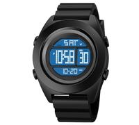 TONSHEN Orologio da Uomo Sportivo 50M Impermeabile LED Elettronico Doppio Tempo 12H/24H Allarme Cronometro Outdoor Multifunzionale Militare Digitale Orologi da Polso (Nero)