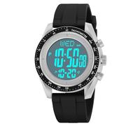 TONSHEN Unisex Impermeabile Sportivo Digitale Orologi da Polso LED Elettronico Doppio Tempo 12h/24h Conto Alla Rovescia Outdoor Allarme Cronometro Data Sport Orologio (Bianco)
