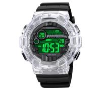 TONSHEN Uomo e Donna Digitale Sportivo Plastica Orologi da Polso 50M Impermeabile Multifunzione LED Elettronico Doppio Tempo 12H/24H Orologio e Gomma Cinturino (Bianco)