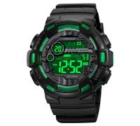 TONSHEN Uomo e Donna Digitale Sportivo Plastica Orologi da Polso 50M Impermeabile Multifunzione LED Elettronico Doppio Tempo 12H/24H Orologio e Gomma Cinturino (Verde)