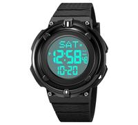 TONSHEN Uomo Impermeabile Sportivo Digitale Orologi da Polso LED Elettronico Doppio Tempo 12h/24h Conto Alla Rovescia Outdoor Allarme Cronometro Data Sport Orologio (Nero Bianco)