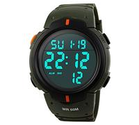 TONSHEN Uomo Orologi Sportivo Militare 50M Impermeabile LED Digitale Elettronico 12h / 24h Tempo Calendario Day Date Allarme Controluce Outdoor Orologio da Polso da Uomini Cronometro (Verde)