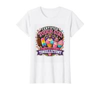Tonsille Bye Bye Tonsils Cute Recovery Design Tonsille Sfratto Tonsille Maglietta con Stampa Grafica Economica, Donna, Bianco, S