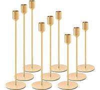 Tonsooze 9 Pezzi Portacandele in metallo, Candelabro Metallo Oro Portacandele Cono Ornamenti Decorativi per la Tavola per Natale Halloween Ringraziamento bar feste Soggiorno Decor 33/28/24cm
