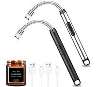 Tonsooze Accendino USB 2 pcs Arco Elettrico Accendigas Ricaricabile Accendino Lungo Collo Girevole a 360° per Cucina,Candela, Barbecue,Camino,Campeggio