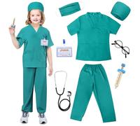 TonStyle Costume Dottore Bambino, Donna e Uomo Chirurgien Costume, 8 Pezzi Kit Dottoressa per Bambino, Kit Dottore Bambino per Bambini Gioco di Ruolo per Ragazzi e Ragazze di 3-8 Anni(S)