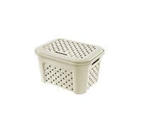 Tontarelli Arianna Cesta Biancheria con Coperchio, Plastica, Beige, 24 Litri
