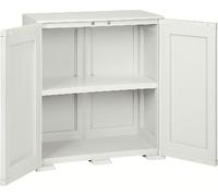 Tontarelli Armadietto da Esterno / Balcone in Plastica Antipioggia 2 ante 1 ripiano Dimensioni 86x43x79 cm colore Panna - Simplex