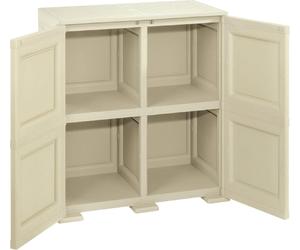 Tontarelli Armadietto da Esterno / Balcone in Resina Antipioggia 2 ante 1 ripiano Dimensioni 79x43x85,5 cm colore Angora - Omnimodus