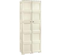 Tontarelli Armadio da Esterno 2 Ante Portascope in Resina 5 Ripiani cm 79x43x203 colore Angora Finitura effetto Legno - 8085558 Omnimodus