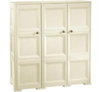 Tontarelli Armadio da Esterno / Balcone in Resina 3 Ante 4 Ripiani Dimensioni 118x43x125 cm colore Angora