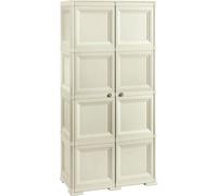 Tontarelli Armadio Portascope 2 Ante da Interno / Esterno 3 Ripiani cm 79x43x164 in Resina colore Angora Finitura effetto Legno - Omnimodus