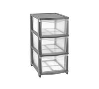 Tontarelli Cassettiera modulare a 3 cassetti Medi Cover Line, 26,8x37x43,6cm, Colore Trasparente e Grafite