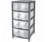 CASSETTIERA BAMBU' 4 CASSETTI COLORE GRIGIO-TRASPARENTE CM 38,5X39,5X86 H