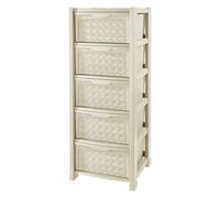 CASSETTIERA ARIANNA 5 CASSETTI EFFETTO RATTAN CM 39X39X101,5 H COLORE ANGORA