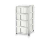 Tontarelli Cassettiera in Bambù a 4 Cassetti Alti, Bianca - Organizer Elegante e Funzionale per Casa e Ufficio, 39,5x38.5x86 cm