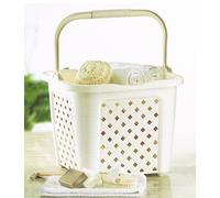 Tontarelli Cesta Baincheria Arianna con Manico Lt 25 Beige Lavabile sotto Acqua Reciclabile Plastica Rettangolare Beige