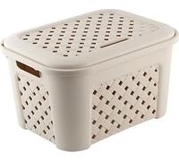 Tontarelli Arianna Cesta Biancheria con Coperchio, Plastica, Beige, 24 Litri
