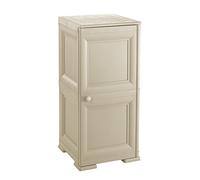 Tontarelli Armadio da esterno Armadietto 1 Anta 1 Ripiano in Resina 40x43x85,5 cm colore Angora Finitura effetto Legno - 8085564 Omnimodus