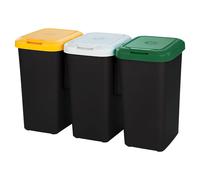 Tontarelli Inde Set 3 bidoni per il riciclaggio da 75 litri in to 75 liters Nero