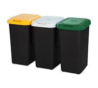 SET 3 PZ. TRIS PATTUMIERA PATTUMIERE TRIO LT.25 PER RACCOLTA DIFFERENZIATA