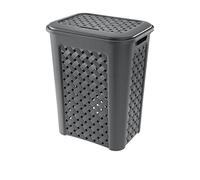 CESTO PORTABIANCHERIA ARIANNA GRIGIO LT. 50 DESIGN INTRECCIATO TRAFORATO