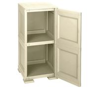 Tontarelli Armadio da esterno Armadietto 1 Anta 1 Ripiano in Resina 40x43x85,5 cm colore Angora Finitura effetto Legno - 8085564 Omnimodus