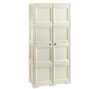 Tontarelli Armadio da Esterno 2 Ante Portascope in Resina 3 Ripiani cm 79x43x164 colore Angora Finitura effetto Legno - 8085555 Omnimodus