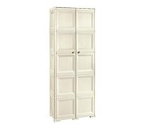 Tontarelli Armadio da Esterno 2 Ante Portascope in Resina 5 Ripiani cm 79x43x203 colore Angora Finitura effetto Legno - 8085558 Omnimodus