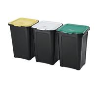 Set 3 Pattumiera Coverline 44L Con Coperchio Colorati Raccolta Differenziata