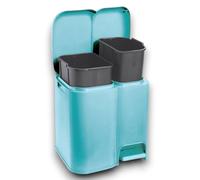 Tontarelli Pattumiera Per Raccolta Differenziata da Cucina, Color Delfino e Nero, Capacità di 13 + 8 Litri, Totale 21 Litri Plastica Polipropilene, Modello Patty 2 39x32.5x41 cm