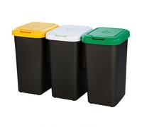 SET 3 PZ. TRIS PATTUMIERA PATTUMIERE TRIO LT.25 PER RACCOLTA DIFFERENZIATA
