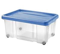 Tontarelli Puzzlebox, Contenitore con Coperchio a Scatto, 60.5 x 40 x 27 cm, 43 L, Plastica, Blu/Trasparente