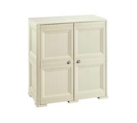 Tontarelli Armadio Esterno in Resina a 2 ante 1 ripiano 4 vani Dimensioni 79x43x85,5 cm colore Angora finitura effetto Legno - 8085549 Omnimodus