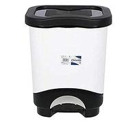 TONTARELLI S2201128 Pattumiera con pedale, 31,6 x 27,6 x 41 cm x 18 l, colore: nero/bianco