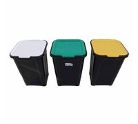 Set 3 Pattumiera Coverline 44L Con Coperchio Colorati Raccolta Differenziata