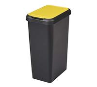 Tontarelli - Touch&lift, Pattumiera per la carta, 45 litri, colore nero, con coperchio giallo