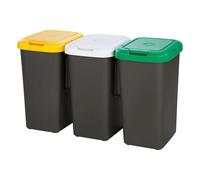 SET 3 PZ. TRIS PATTUMIERA PATTUMIERE TRIO LT.25 PER RACCOLTA DIFFERENZIATA