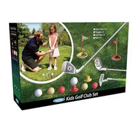 Tontiaty Set di mazze da golf per bambini dai 3 agli 8 anni, regolabili, per interni ed esterni, include 3 mazze, 2 fori da golf con bandiere, 2 tee, 6 palline, giocattolo sportivo per ragazzi e