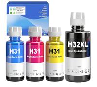 TONTINTA 31 Bottiglie Inchiostro 32XL Nero Compatibile per 315 319 455 515 516 530 555 558 559 570 655 670 790 5105 7005 7305 7605 415 419 Stampanti (4 Colori Multipack, Nero/Ciano/Magenta/Giallo)