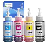 TONTINTA 664 T664 Bottiglie Inchiostro Compatibile per ET-2500 ET-2550 ET-2600 ET-2650 ET-3600 ET-4500 ET-4550 ET-15000 ET-16500 L100 L110 L200 L210 (4 Colori Multipack, Nero/Ciano/Magenta/Giallo)