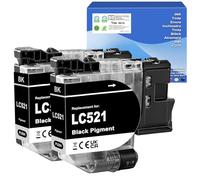 TONTINTA LC521 LC521BK Cartucce d'Inchiostro Compatibili Capacità Standard 500 Pagine per Stampanti Brother DCP-J1260W DCP-J1310DW DCP-J1313DW DCP-J1360DW DCP-J1460DW (Confezione da 2)