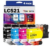 TONTINTA LC521 LC521VAL Cartucce di Inchiostro Compatibili Capacità standard LC521BK LC521C LC521M LC521Y per Stampanti Brother DCP-J1260W DCP-J1310DW DCP-J1313DW DCP-J1360DW DCP-J1460DW (4 Colori)