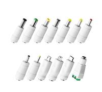 Tonton 13 pezzi di alimentatore universale 5,5 x 2,1 mm AC DC spina Kit spina DC adatto per notebook, computer e audio, TV, ecc, bianco