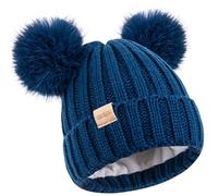 Tontuland Kids Winter Beanie Hat, Warm Ski cap with Pompom Fleece Lined, Knitted Hat for Boys And Girls, Red 1, One Size Fits all
