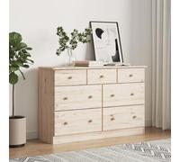 Tonture ALTA Cassettiera 112 x 35 x 73 cm, in legno massello di pino non trattato, con 7 cassetti, durevole, robusto, per soggiorno, camera da letto, corridoio, organizer versatile